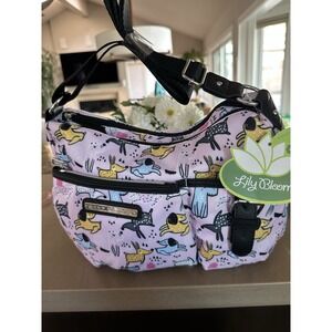 Lily Bloom Kathryn Coho Spring Paws Dog Print Crossbody bag Pink NWT